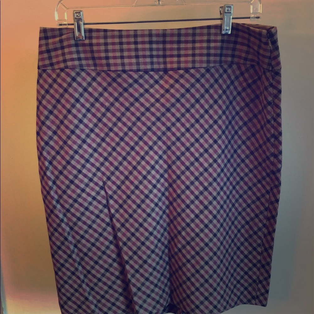 The Limited brown, beige, &pink checked skirt 10